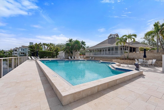 view of pool featuring a patio area