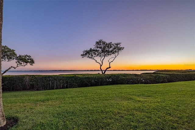 yard at dusk with a water view