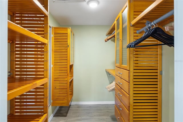 walk in closet featuring hardwood / wood-style flooring