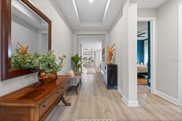 hall featuring light hardwood / wood-style flooring