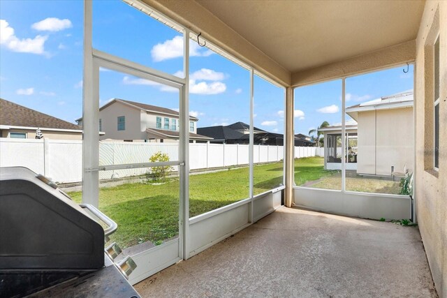 view of unfurnished sunroom