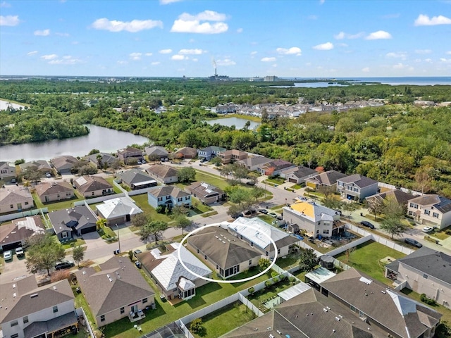 bird's eye view featuring a water view