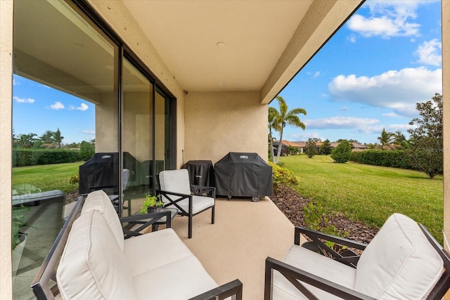 view of patio / terrace with outdoor lounge area and grilling area