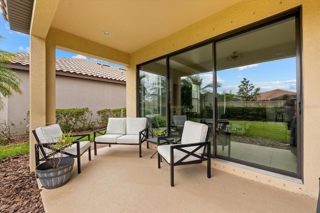 view of patio / terrace with an outdoor living space