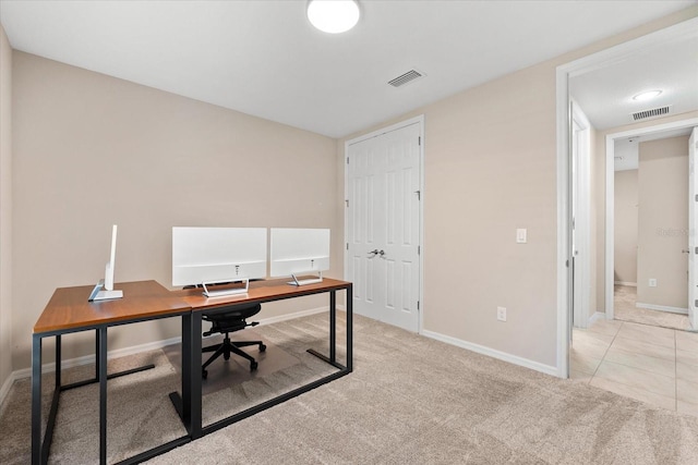 view of carpeted office