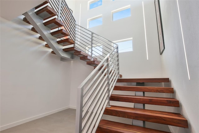 stairway with baseboards