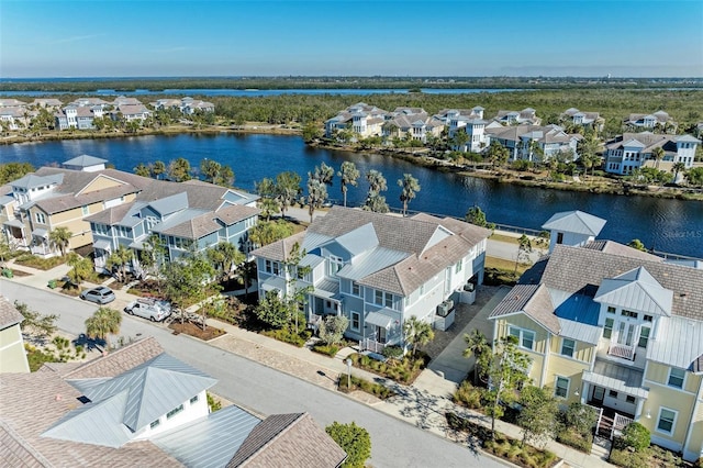 bird's eye view featuring a water view