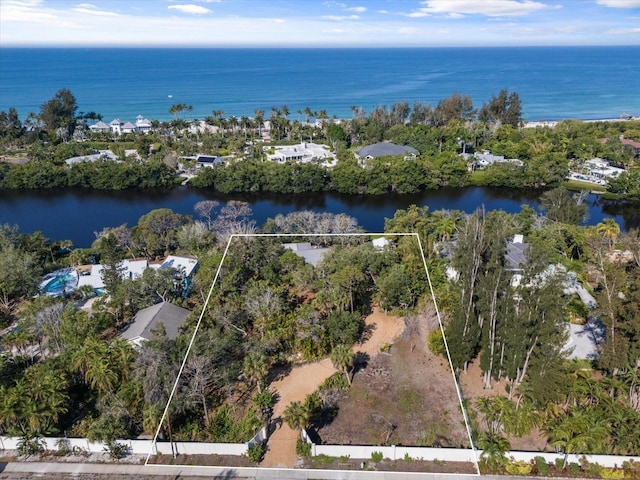 bird's eye view featuring a water view