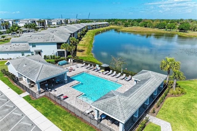 bird's eye view featuring a water view