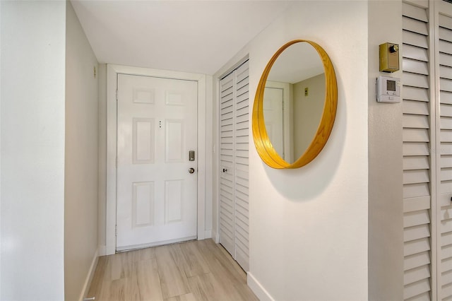 doorway featuring light hardwood / wood-style floors