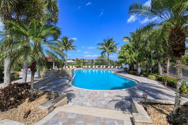 view of pool featuring a patio area