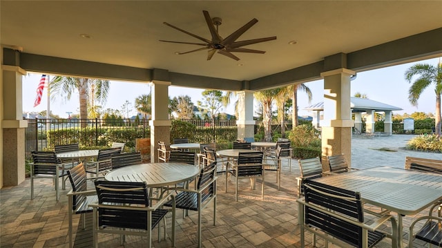 view of patio with ceiling fan