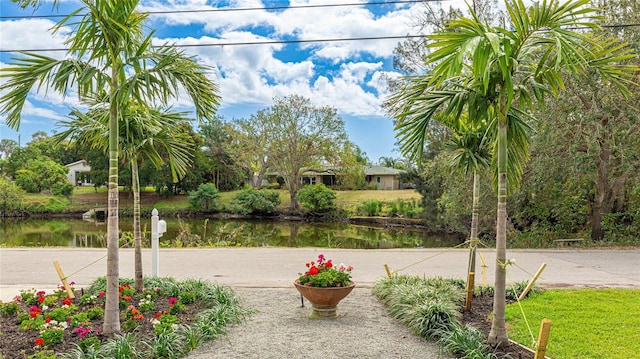 surrounding community with a water view