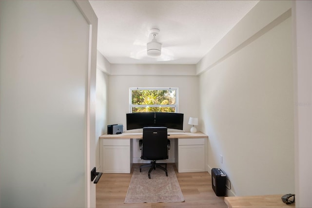 home office featuring light hardwood / wood-style flooring