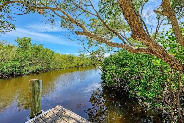 view of dock featuring a water view