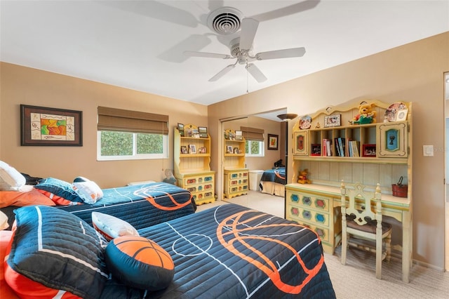 bedroom with carpet and ceiling fan