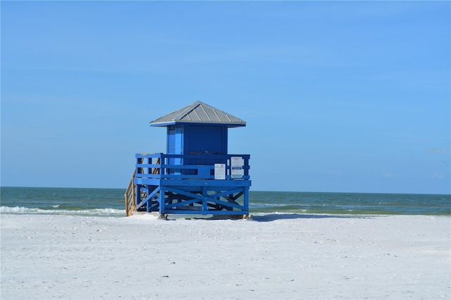 property view of water with a beach view