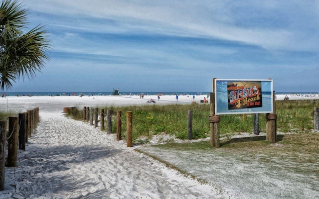 view of water feature featuring a view of the beach