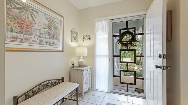 entrance foyer with light tile patterned flooring