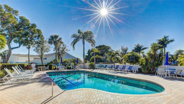 view of pool featuring a patio area