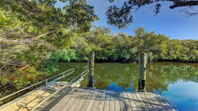 view of dock featuring a water view