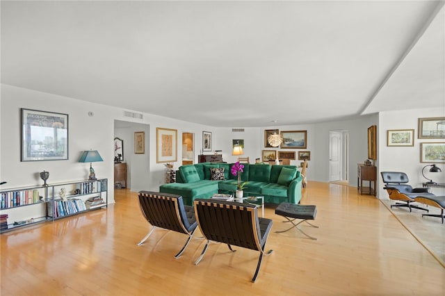 living room featuring light hardwood / wood-style floors