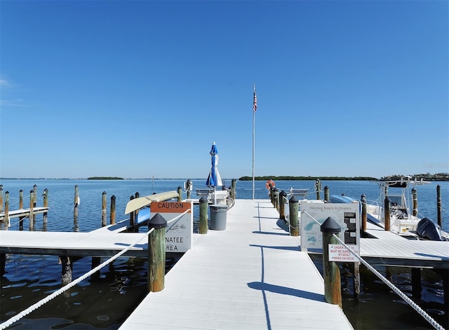 view of dock featuring a water view