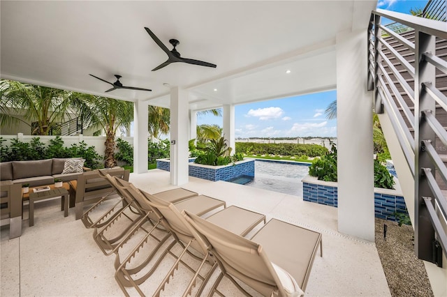 view of patio / terrace featuring outdoor lounge area and ceiling fan