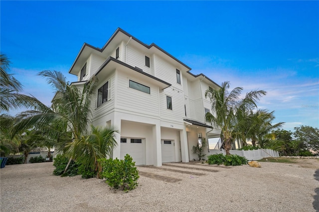 exterior space with a garage