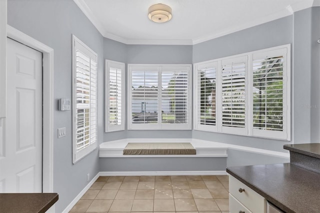 4708 Clipper Dr, Bradenton, FL 34208 - bathroom with tile patterned floors and ornamental molding