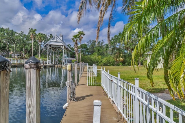 4708 Clipper Dr, Bradenton, FL 34208 - dock area with a yard and a water view