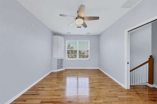 4708 Clipper Dr, Bradenton, FL 34208 - spare room with baseboards, ceiling fan, light wood-style floors, and visible vents
