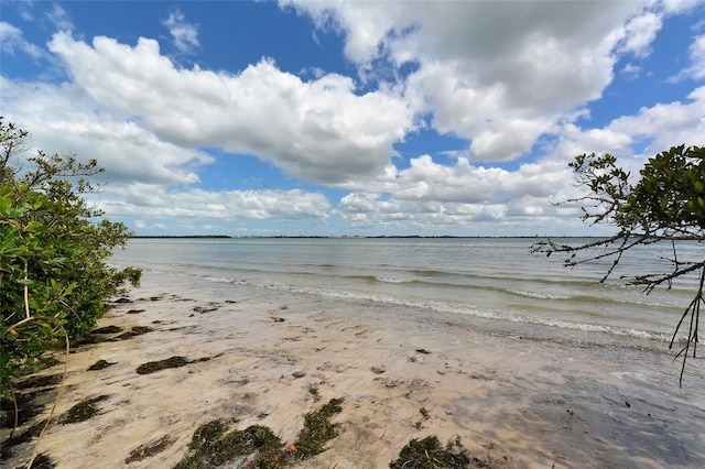 view of water feature with a view of the beach