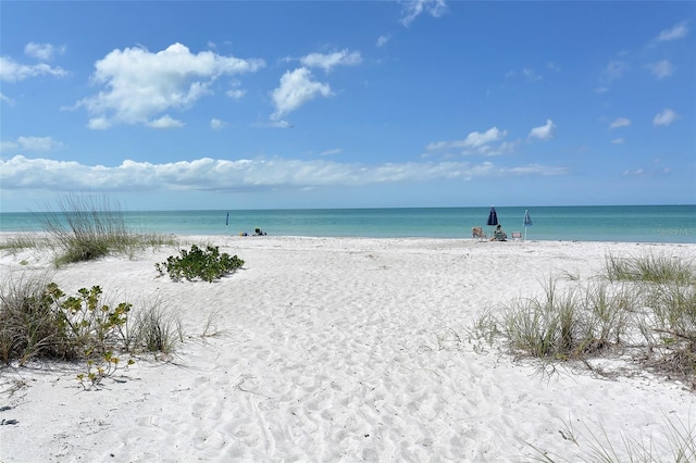 view of water feature featuring a beach view