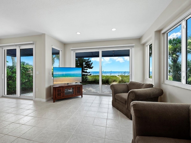 view of tiled living room