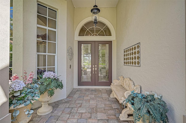 property entrance with french doors