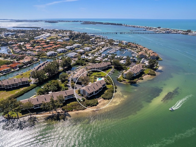 bird's eye view featuring a water view