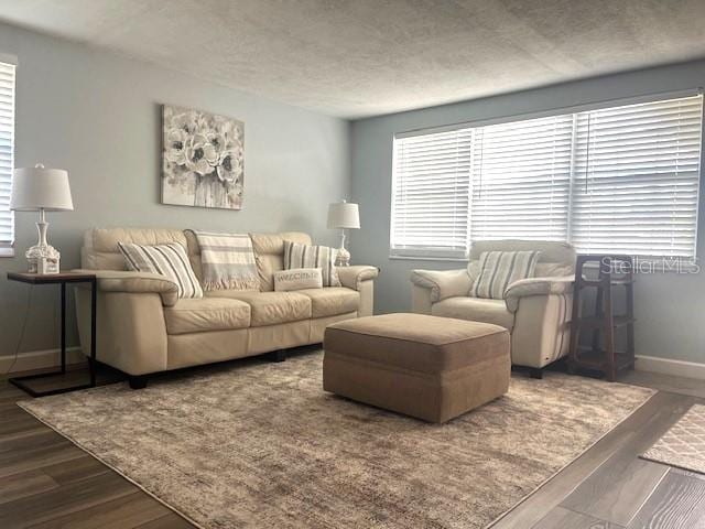 living room featuring dark hardwood / wood-style flooring