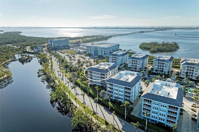 bird's eye view featuring a water view