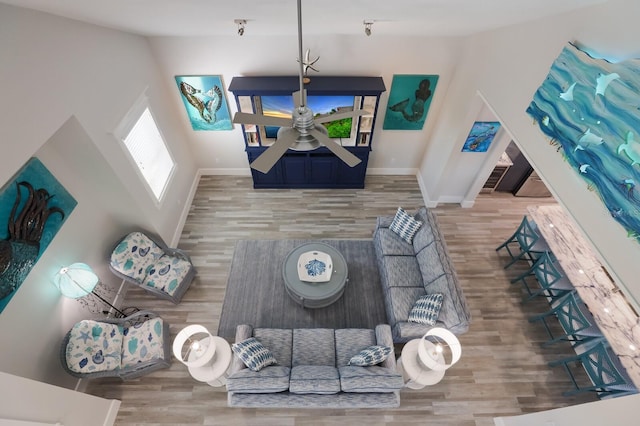 living room with hardwood / wood-style flooring