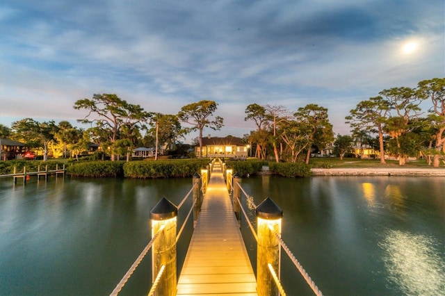 view of dock featuring a water view