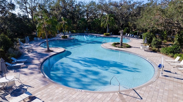 view of pool featuring a patio area