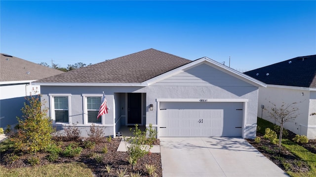 ranch-style home with a garage