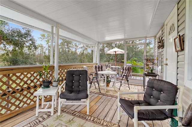 wooden terrace with covered porch