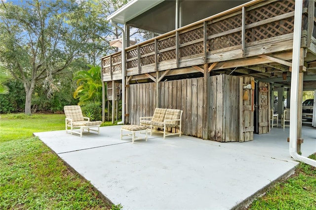 view of patio with a wooden deck