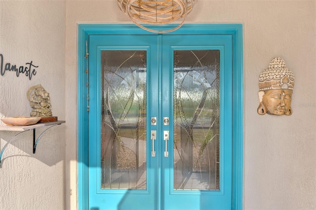 doorway to property with french doors