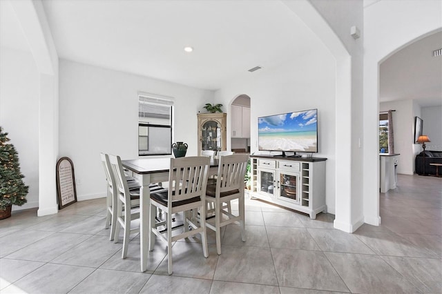 view of tiled dining room