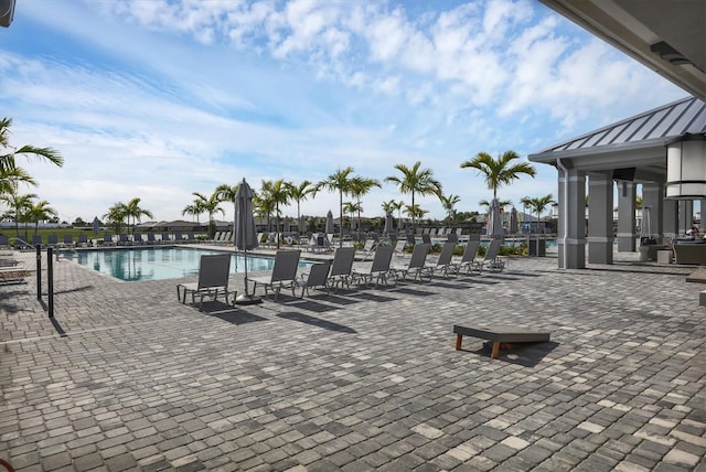 view of pool featuring a patio