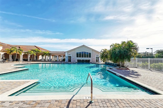 view of pool featuring a patio area