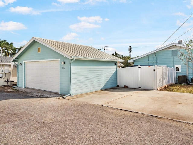 garage with central AC unit